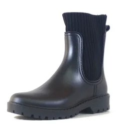 Ray Rain Boots BLACK RUBBER/KNIT Outlet