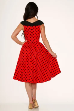 Red & Black Polka Dot Swing Dress