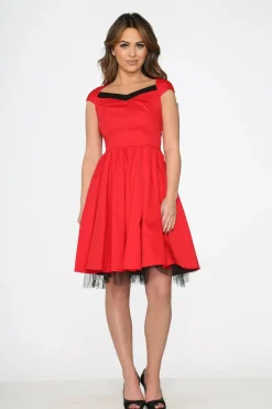 Red & Black Trim Swing Dress Best