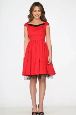 Red & Black Trim Swing Dress Best
