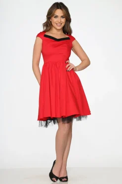 Red & Black Trim Swing Dress Best