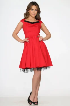 Red & Black Trim Swing Dress Best