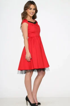 Red & Black Trim Swing Dress Best