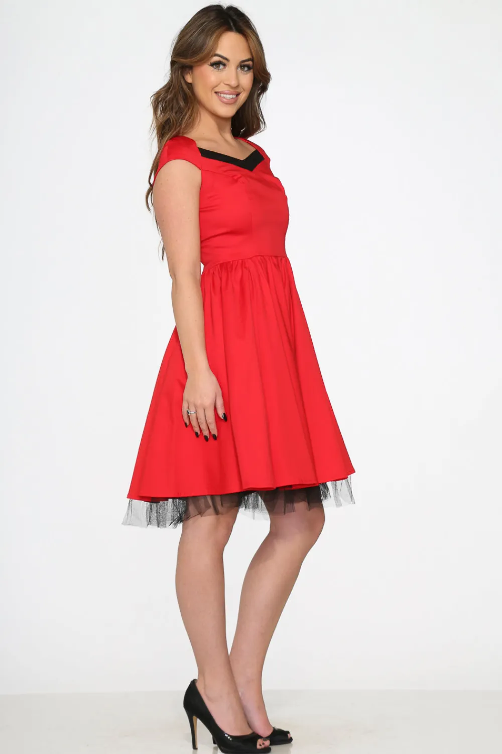Red & Black Trim Swing Dress Best