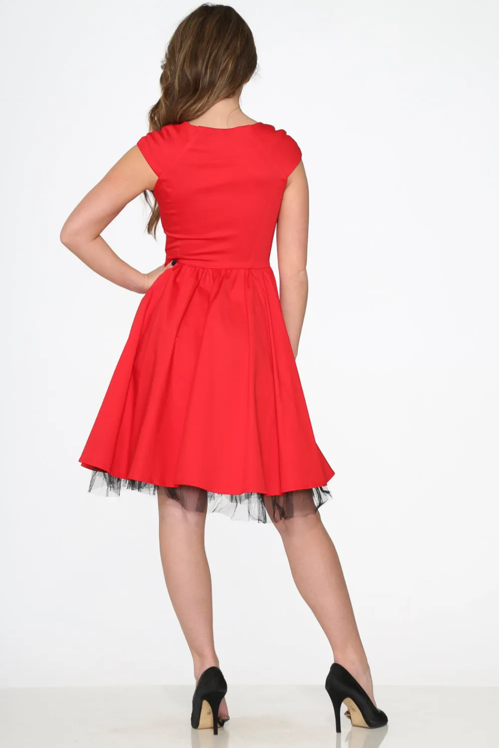 Red & Black Trim Swing Dress Best