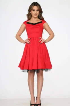 Red & Black Trim Swing Dress Sale
