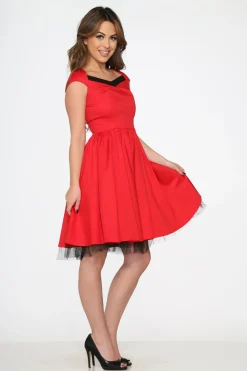 Red & Black Trim Swing Dress Sale