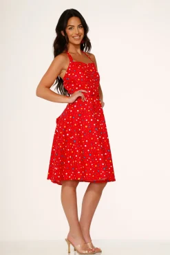 Candy Halter Swing Dress Red New