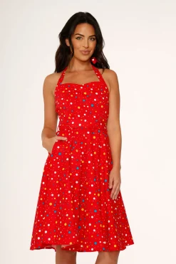 Candy Halter Swing Dress Red New