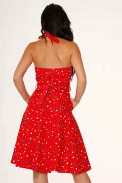 Candy Halter Swing Dress Red New