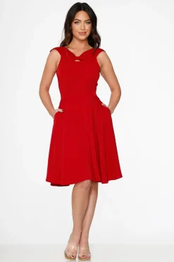 Red Occasional Swing Dress New