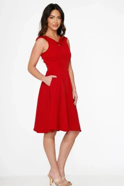 Red Occasional Swing Dress New