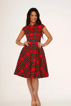 Red Plaid Swing Dress