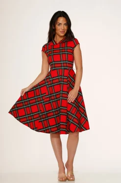 Red Plaid Swing Dress