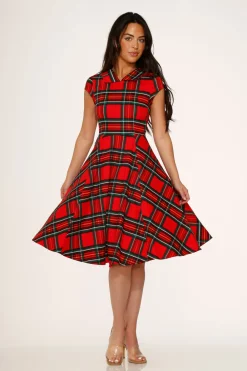 Red Plaid Swing Dress