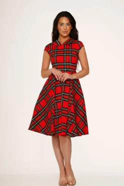Red Plaid Swing Dress