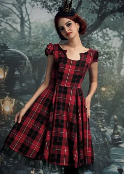 Red Plaid Swing Dress