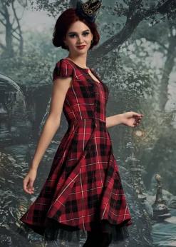 Red Plaid Swing Dress