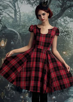 Red Plaid Swing Dress