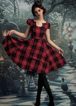 Red Plaid Swing Dress