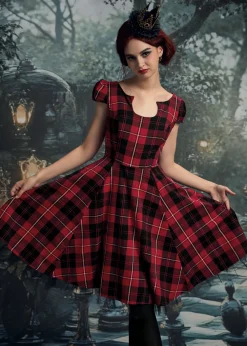 Red Plaid Swing Dress
