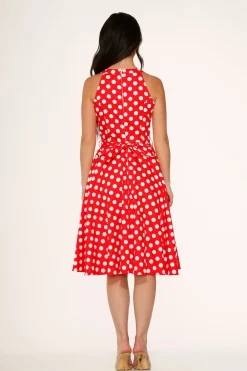 Red Polka Dot Swing Dress Online
