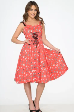 Red Skulls Swing Dress
