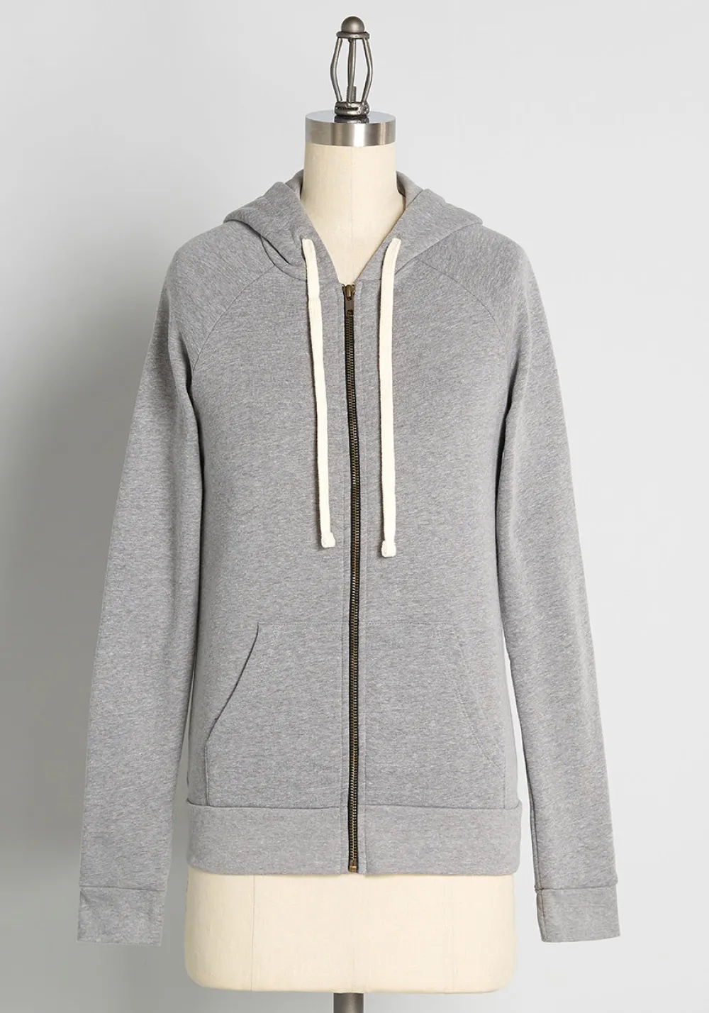 No Brand Resting Witch Face Graphic Zip-Up Hoodie Grey Hot