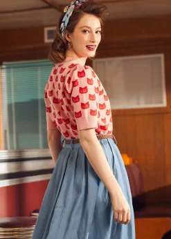 BTC Retro Radiance Puff Shoulder Sweater Flamingo Flirt Online