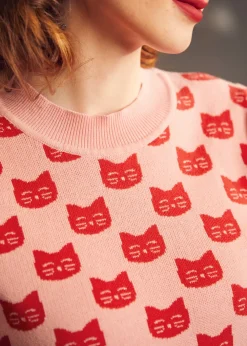 BTC Retro Radiance Puff Shoulder Sweater Flamingo Flirt Online