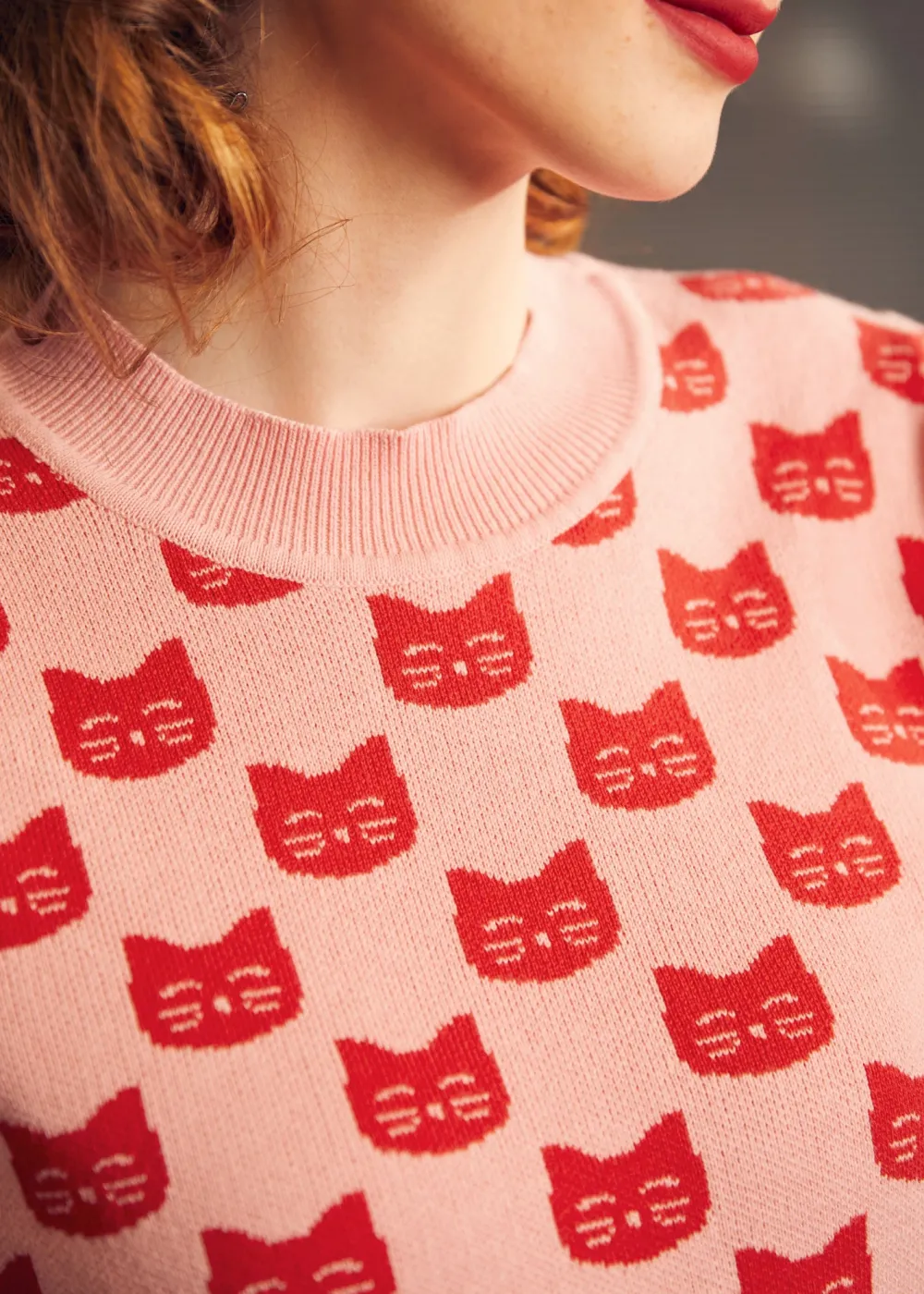 BTC Retro Radiance Puff Shoulder Sweater Flamingo Flirt Online