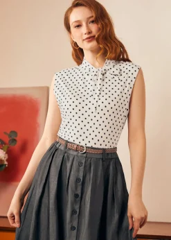 Retro Rendezvous Tie-Neck Top Zebra Splice Outlet