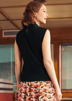 Retro Rendezvous Tie-Neck Top Midnight Muse New