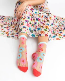 Ribbon Roses Sheer Ankle Sock Outlet