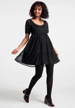 ModCloth Right Lace, Right Time Babydoll Dress Black Lace New