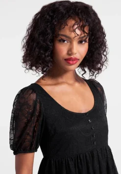 ModCloth Right Lace, Right Time Babydoll Dress Black Lace New