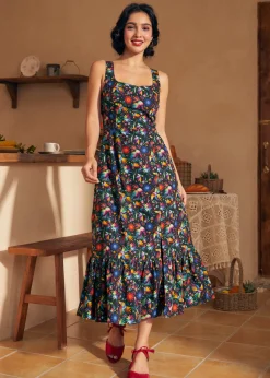 Riviera Stroll Midi Dress Midnight RSVP New