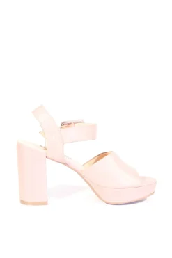 Rose Leather Platform Heels