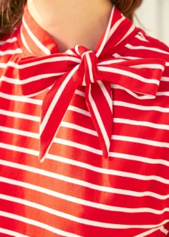 BTC Rydell High Revisited Cap Sleeve Tie-Neck Top Crimson Carnival Hot