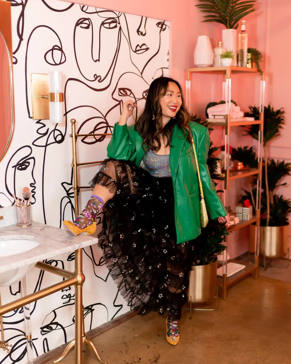 80s Disco Black Sheer Crew Sock New