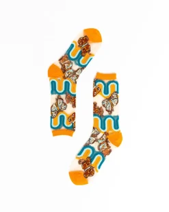 70s Rainbow Butterfly Sheer Crew Sock Hot