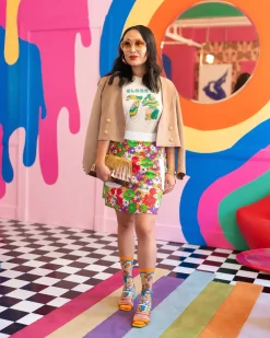 70s Rainbow Butterfly Sheer Crew Sock Hot