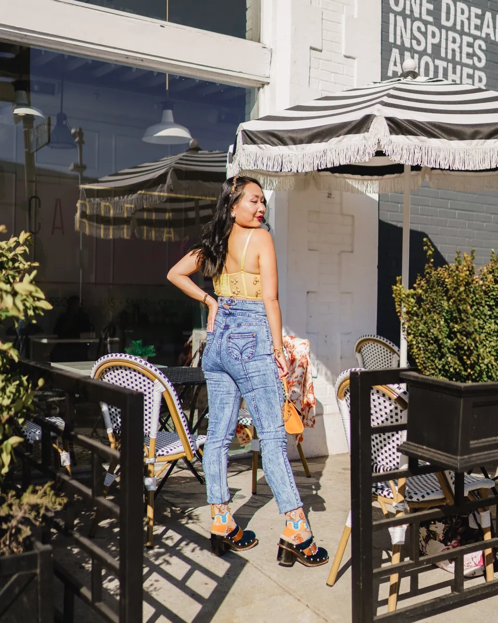 70s Rainbow Butterfly Sheer Crew Sock Hot