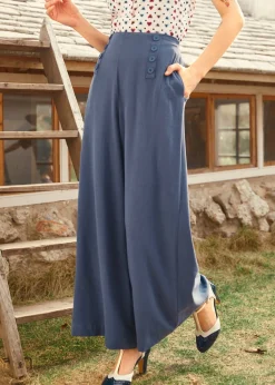 Sail Away Wide-Leg Trousers Navy Outlet