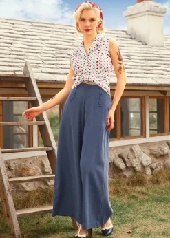 Sail Away Wide-Leg Trousers Navy Outlet