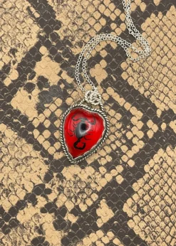 Scorpion Heart Pendant Necklace Red Hot