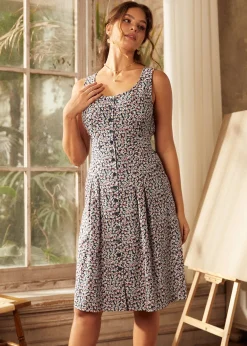 BTC Seeking Out Sunshine Fit And Flare Dress Navy Floral Discount