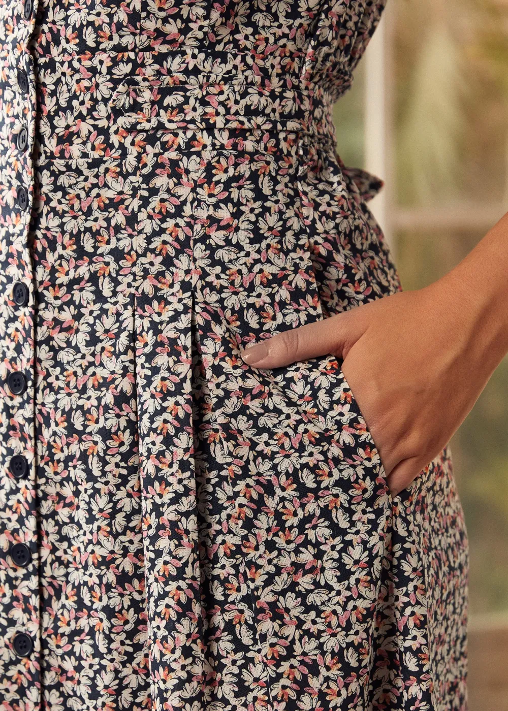 BTC Seeking Out Sunshine Fit And Flare Dress Navy Floral Discount