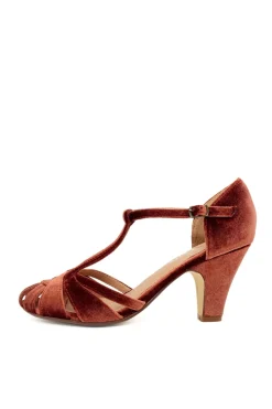 Sergi Velvet T-Strap Heels Clearance