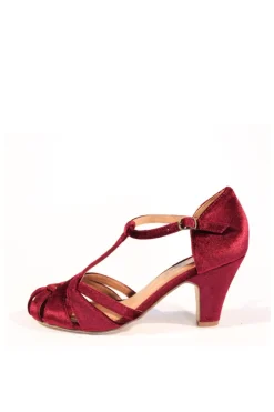 Sergi Velvet T-Strap Heels Clearance